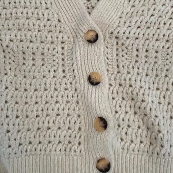 Zara Open Weave Button Front  Balloon Sleeve Cardigan - M - Picture 10 of 10